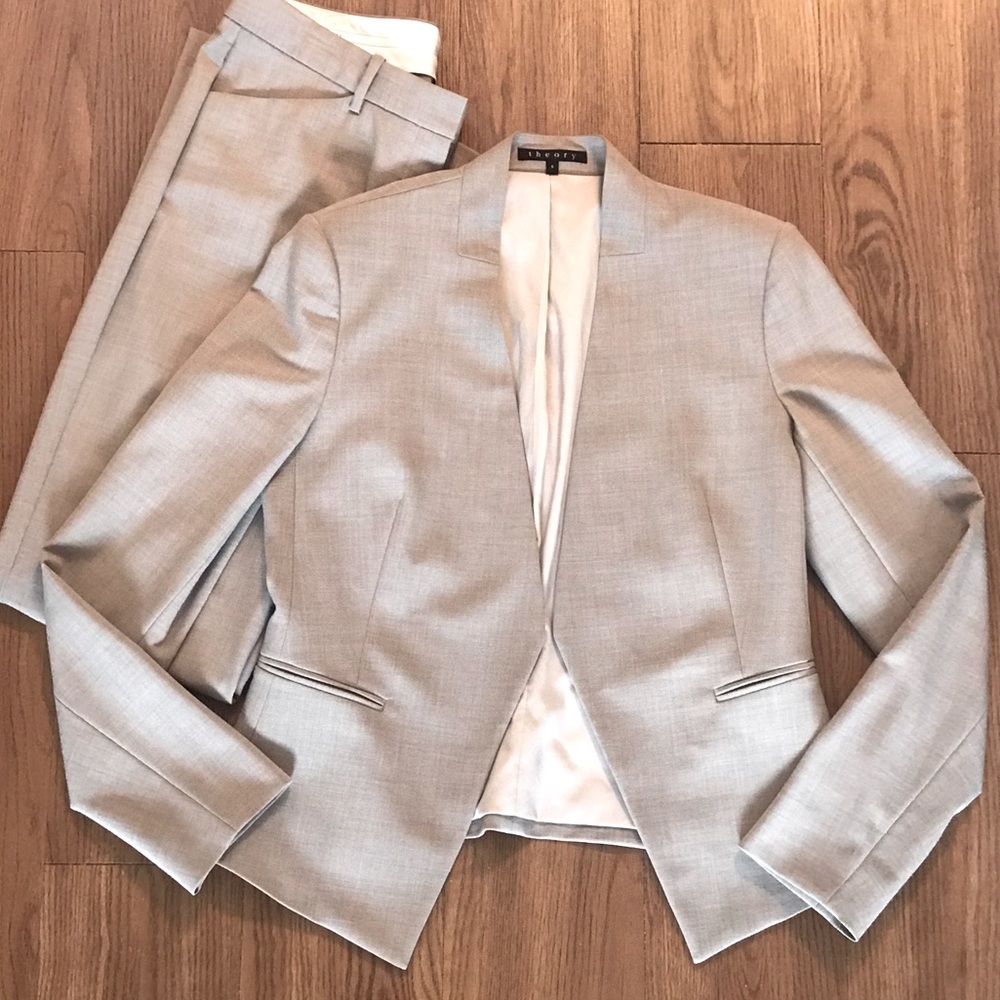Theory 2 Piece Taupe Suit Size 6 Jacket / 8 Pant
